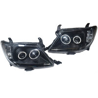 Smoke LED Headlights DRL HALO Projector Angel Eyes Fits For Toyota Hilux 2005-2011 Pair