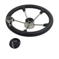 5-Spoke Destroyer Style Boat Steering Wheel With Knob & Center Cap 13-1/2'' Inch