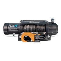 Carbon 12K - 12000lb Winch V3X with MegaPro Hook - 24V Orange