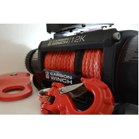 Carbon Winches Red Synthetic Rope Spliced With Thimble 24M X 10MM