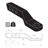 TAG 2" Drop Forged Tow Ball Mount - 222mm Long 50mm Square Hitch