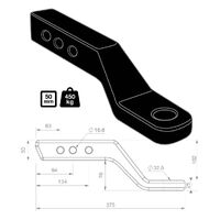TAG 4" Drop Forged Tow Ball Mount - 241mm Long 50mm Square Hitch