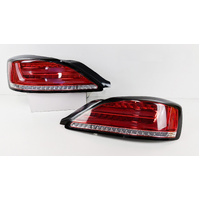 Clear Red Fiber Sequential LED Tail Lights Fit For Nissan Silvia 200SX S15 Spec R 1999-2002
